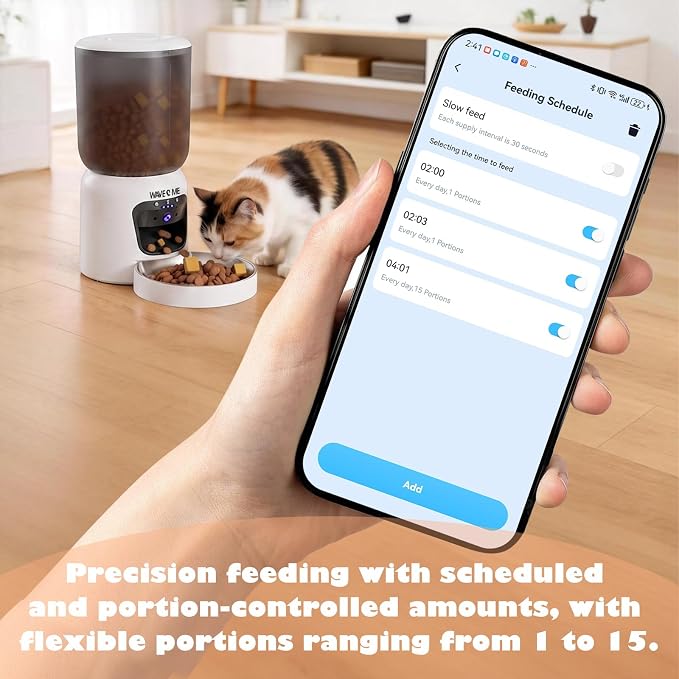 Automatic Cat Feeder with Camera, 6L Smart Pet Food Dispenser | Wide Angle 1080P HD Video, Night Vision, 2-Way Audio, App Control, Clog-Free Timed Feeder for Cats & Dogs