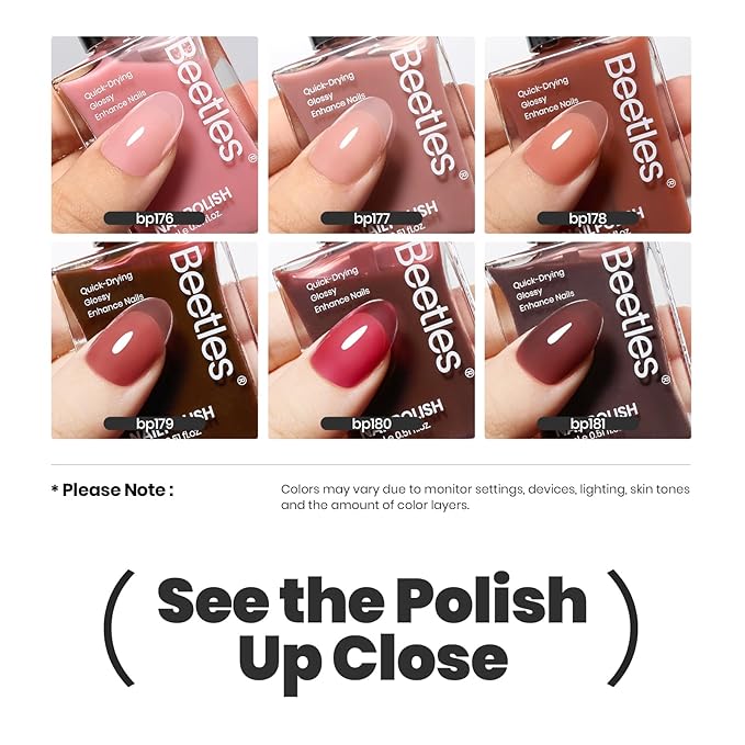Beetles Jelly Nail Polish Set, 6 Colors Sheer Pink Nail Polish Long Lasting & Quick Dry Clear Jelly for Spring Women, Pink Nail Strengthener Polish for Salon DIY Manicure Set