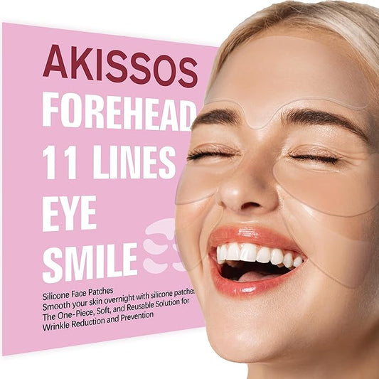 Akissos 5PCS Silicone Facial Wrinkle Patches,Super Hydration Forehead Wrinkle Patches,Anti Wrinkle Patches to Smooth Under Eye,Smile Line Patches Overnight,After Skin Care,Birthday Gifts for Women/Men