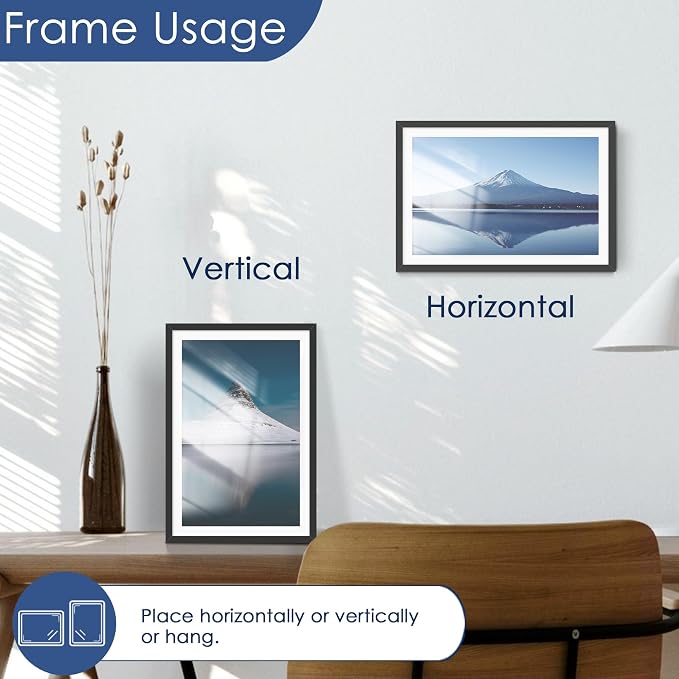 12x18 Picture Frame Set of 6, Wall Mounting Display, Black | Display 11x17 with Mat or 12x18 Without Mat, Horizontal or Vertical, Poster Frame Set for Wedding & Room & Home Decor