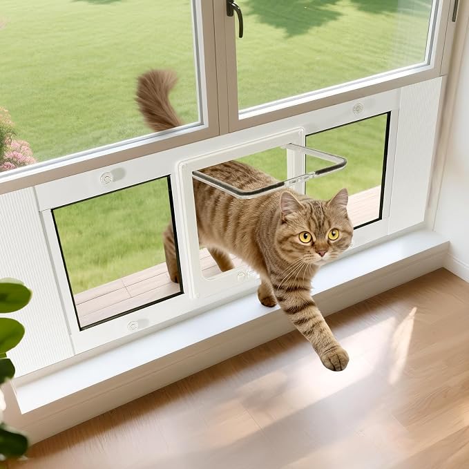 Cat Door for Window, 27"-32" Width