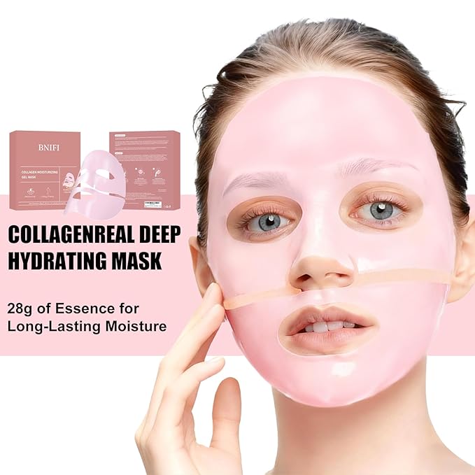 Collagen Face Mask- Hydrating Overnight Hydrogel Facial Mask Suitable for Women's Delicate Skin care, Minimizes Pores, and Firms Skin (28 grams) × 4 pieces