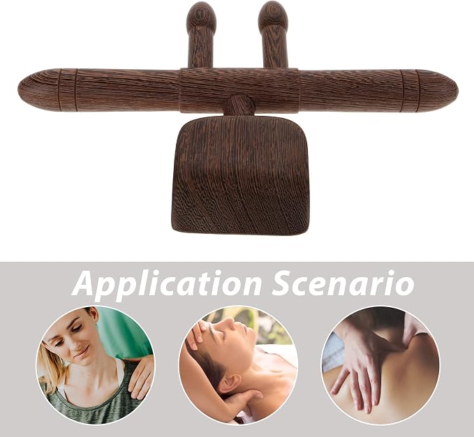 Holibanna Neck and Back Massager for Relaxing Muscle Handheld Wooden for Acupuncture Massage, Lightweight and Easy to Store Wood Massaging Tool for Families and Friends