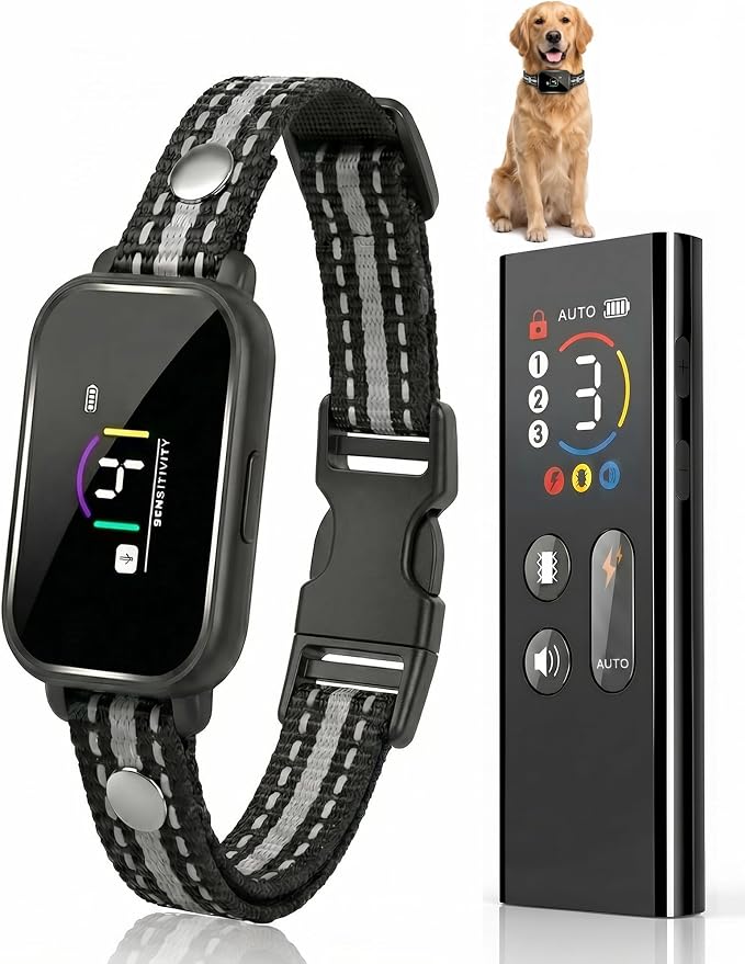 LUCKFOX Dog Bark Collar with Remote, 2-in-1 Shock Collar for Dogs Training