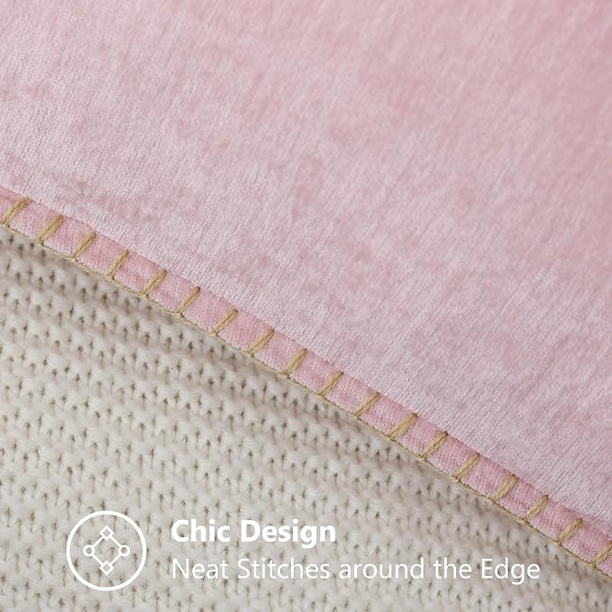 decorUhome Soft Chenille Throw Pillow Covers 26x26 Set of 2 Blush Pink | Fall Textured Decorative Throw Pillow Cases Stitched Edge Modern Farmhouse Luxury Boho Velvet for Couch Sofa Bed Home Decor