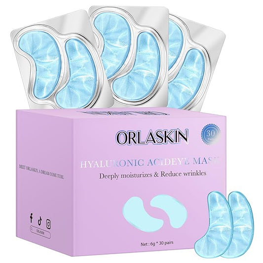 Under Eye Patches,30 Pairs Eye Mask Skin care for Dark Circles, Puffy Eyes, Undereye Bags,Wrinkles,Hyaluronic Acid Eye Treatment Skin Care for Men & Women Gift （Hyaluronic Acid）