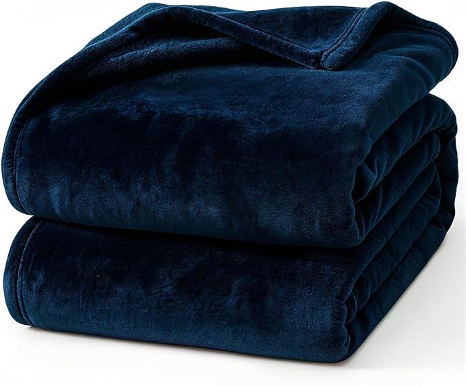 Hansleep Twin Navy Blue Fleece Blanket, Soft Flannel Bed Blanket | Fuzzy Cozy Blanket 60x80 Inches, Multi-use for Bed, Sofa, Couch, Travel, Camping, All Season Warm Lightweight Cover