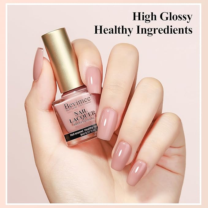 Nude Nail Polish Set: Quick Dry Pink Nail Lacquer Non Gel Regular Sheer Colors White Light Pink Natural Fingerpolish Fast Drying DIY Gift for Women, 6 Colors 8lm/0.27fl.oz