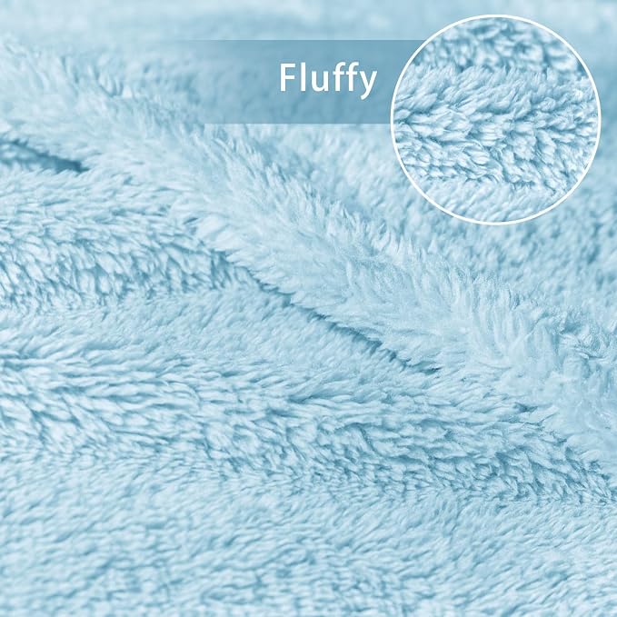 Exclusivo Mezcla Soft Plush Fleece Throws Blanket for Couch Sofa Bedroom | Lightweight Fuzzy Fluffy Blanket for All Seasons, Cozy Velvet Throws for Women Men, Machine Washable, 50"x60", Light Blue