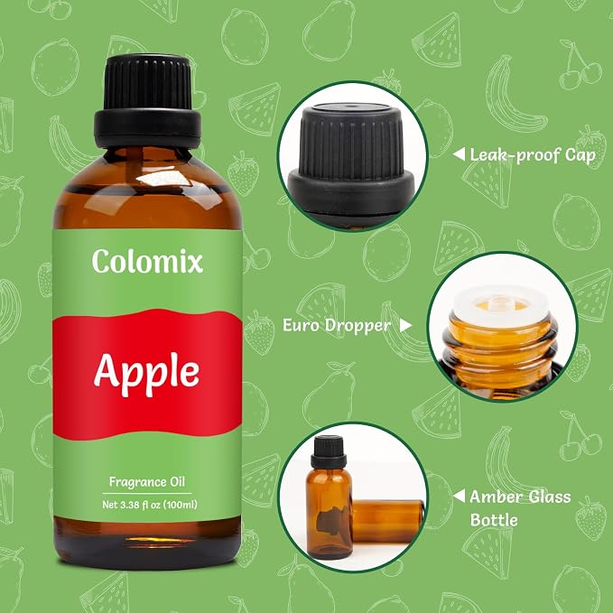 Premium 100ml Apple Scented Candle Fragrance Oil – Natural and Long-Lasting Scents for Diffusers for Home| Fresh Scent Essential Oil for Aroma, Soap Making & More, Candle Scented Oil Gifts