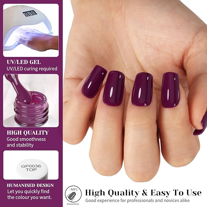 Dark Cherry Red Gel Nail Polish, 0.51 Fl Oz UV/LED Soak Off Fall Winter Deep Plum Red Color Gel Polish for Manicure Salon or DIY Nail Art at Home,Gift for Women Girls - GP0058