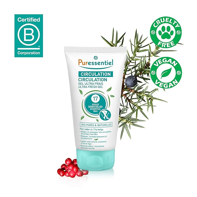 Puressentiel Soothing Gel for Tired Feet, Ankles, Legs - Aromatherapy Lotion with 17 Essential Oils for Body and Skin - Instant, Lasting Relief and Circulation - Natural and Alcohol Free - 4.22 oz