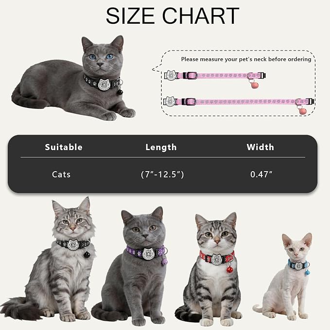 Breakaway Cat Collar with QR Code Tag and Bell (Red & Green) | Reflective Nylon, Quick-Release Buckle