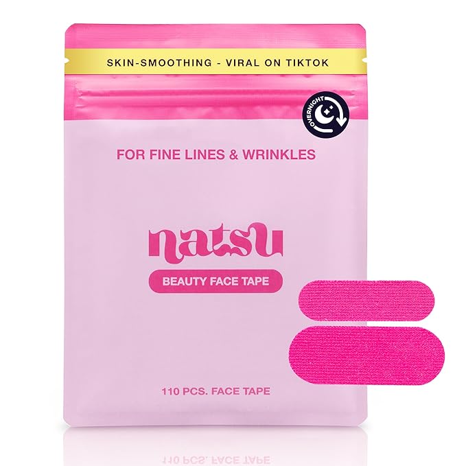 Overnight Anti Wrinkle Patches for Women - Japanese Face Tape for Forehead, Smile Lines - Pre-Cut Kinesiology Face Tape in 2 Sizes - Hypoallergenic, Skin Safe, Latex-Free (Original)