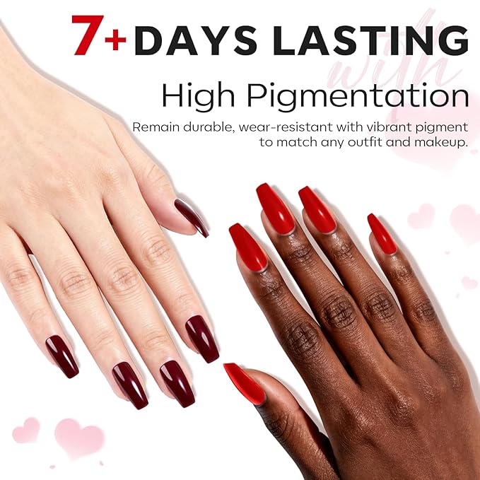 modelones Red Nail Polish Set, 6 Colors Valentines Cat Eye Dark Ruby Cherry Glitter Mini Quick Dry Nail Lacquer Kit, Magnetic Sparkle DIY Nail Art Manicure Gift for Women Girls