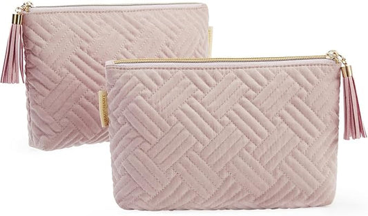 BAGSMART Small Cosmetic Bag, 2Pcs Pink Makeup Bags,Makeup Pouch for Purse,Travel Cosmetic Organizer for Makeup Brushes Lipsticks Electonic Accessories