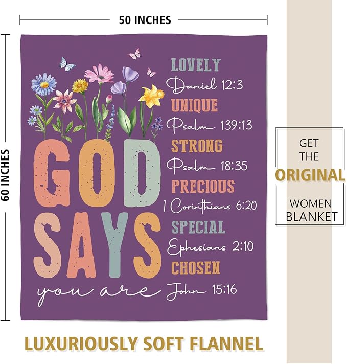 Gifts for Women - Christian Inspirational Floral Blanket | Religious Birthday Gift for Women, Blanket for Mom Daughter Sister Friend Girl, Baptism Confirmation Spiritual Gift for Her