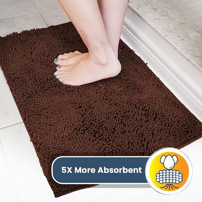 Muddy Mat® | Super Water Absorbent Door Mat Indoor, Microfiber Quick Dry Chenille Entryway Rug, Slip Resistant Front Door Mat, Indoor Mats for Entryway, Machine Washable Pet Rug, Chocolate 24" x 44"