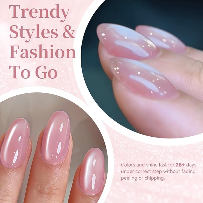 Born Pretty Cat Magnetic Eye Gel Nail Polish,15ML Water Light Soft Pink Magnetic Gel Polish Jelly Glass Crystal Nail Polish Glitter Shimmer Auroras Gels Nail