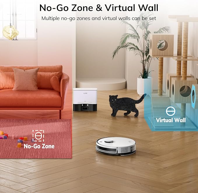 ILIFE A30 Pro Robot Vacuum and Mop,10000Pa Max Suction | 60 Days Self Emptying, LiDAR Navigation, 150 Mins, App, Remote & Voice Control, Ideal for Hard Floors, Carpet & Pet Hair