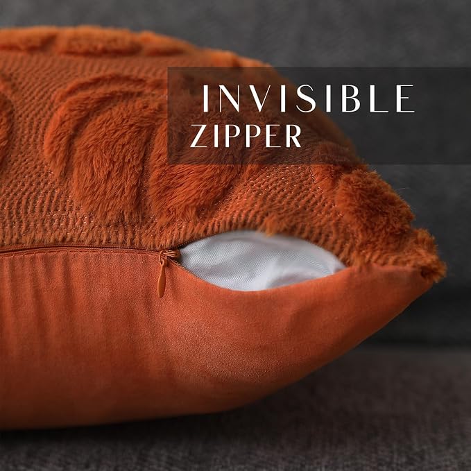 DFXSZ Fall Pillow Covers 14x36 2Pcs Rust Pumpkin Fall Decorations for Home | Fall decor Set of 2 Throw Pillow Cases Soft Plush Faux Fur Wool Couch Cushion for Chair Sofa Bedroom Living Room Home Decor