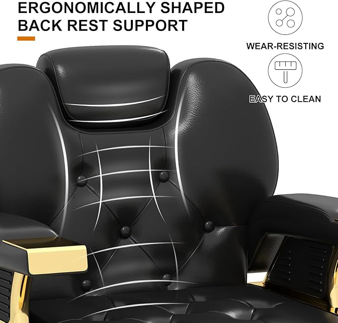 Artist hand Barber Chair Vintage Salon Chair All Purpose Hydraulic Barber Chair Heavy Duty Hairdresser Chair Spa Equipment–Adjustable Headrest & Footrest, Heavy-Duty Hydraulic Pump(Gold/Black)