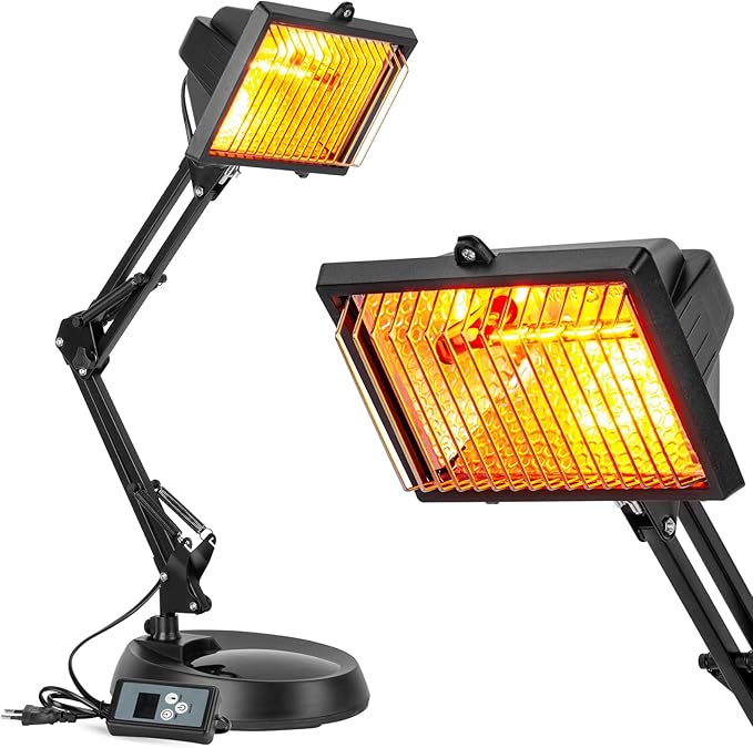 Infrared Light Heat Lamp, 150W Near Infrared Lamp Set for Body Muscle Neck Shoulder Joints Back Pain Relief, Heat Lamp Device with Adjustable Sturdy Stand Timer