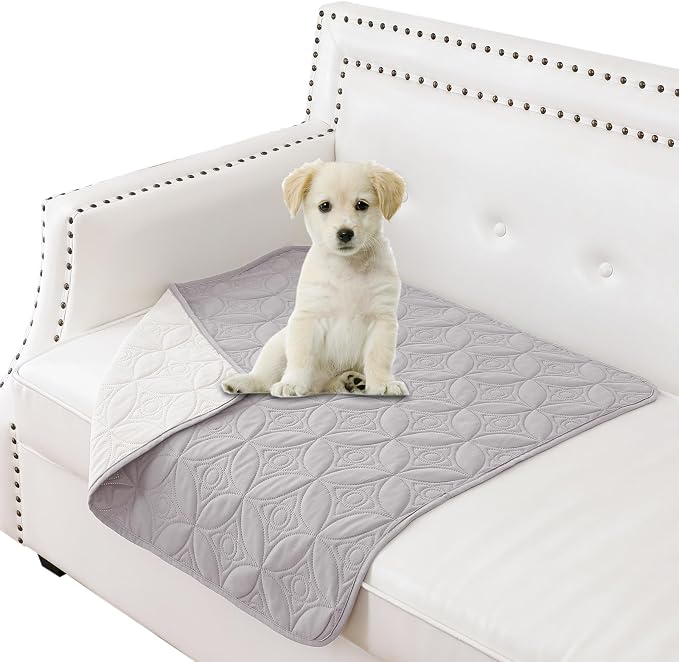 Waterproof Couch Cover for Dogs - Washable Pets Furniture Protector | TPU Leak-Proof Liner, Lightweight & Reversible, Fits Chair, Sofa, Bed, 30" x 30" , Lightgrey/Cream