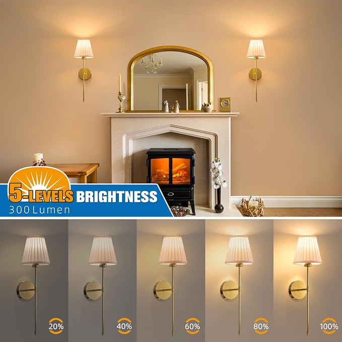 Battery Operated Wall Sconce Set of 2,Beige-Gold Rechargeable Wall Lights with 10400mAh Dimmable Bulbs and Remote, 9 Colors Wireless Wall Lamps for Bedroom Living Room Hallway