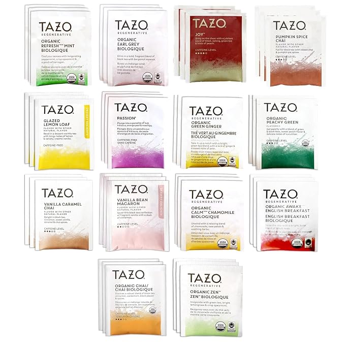 Tazo Tea Bags Sampler Assortment Variety Pack Gift Box (42 Count) | 14 Different Flavors Gifts for Him Women Men Tea Lovers Couples Family Friends Coworker