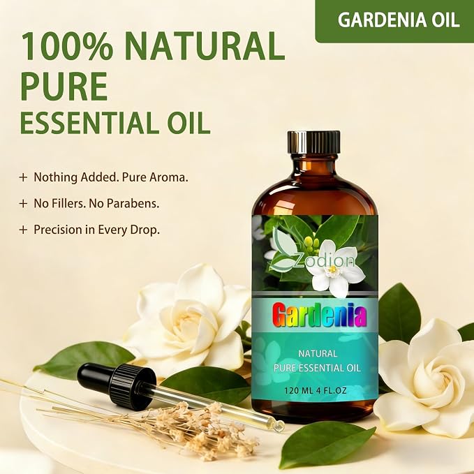 Gardenia Essential Oil - Gardenia Oil for Diffuser, 4 Fl Oz(120ml) | Candle Making, Soap Making, aroma, Strong Scent, Pure, Natural, Home Fragrance, Massage