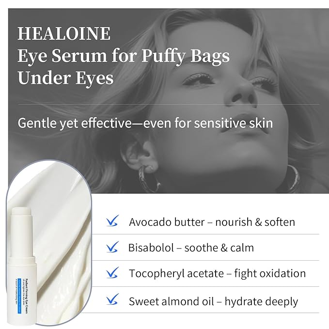 Eye Cream Stick for Dark Circles & Wrinkles – Korean Under Eye Balm Treatment with Avocado & Almond Oil, Firming & Hydrating, Puffiness & Fine Line Care, Travel-Friendly