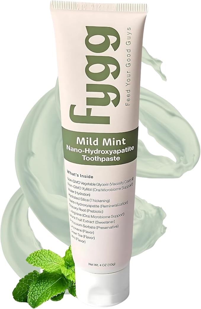 Fygg Fluoride Free Toothpaste, Nano Hydroxyapatite (Mild Mint) | Dentist Recommended - for Remineralizing, Whitening, & Sensitive Teeth - Premium Tooth Paste for Adults & Kids Oral Care (4oz)