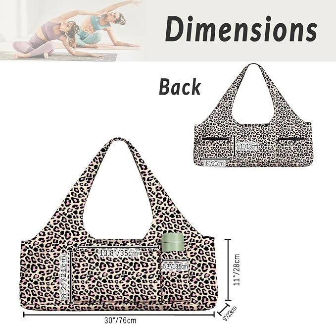 Women's Yoga Bag with Yoga Mat Carrier - Large Mat Pocket Fitness Tote for Pilates, Gym, Travel, Office & Beach