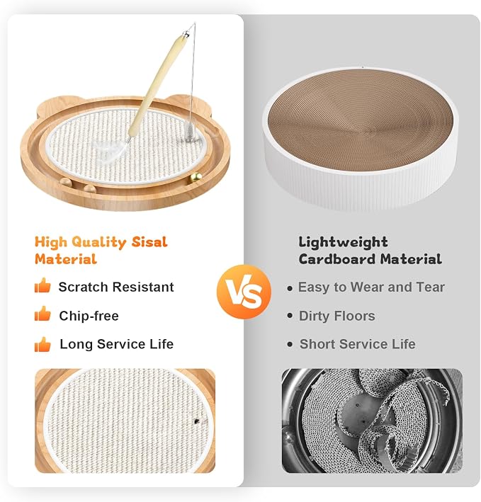 Cat Scratcher Toys Natural Sisal Pad Kitten Interactive Ball Track