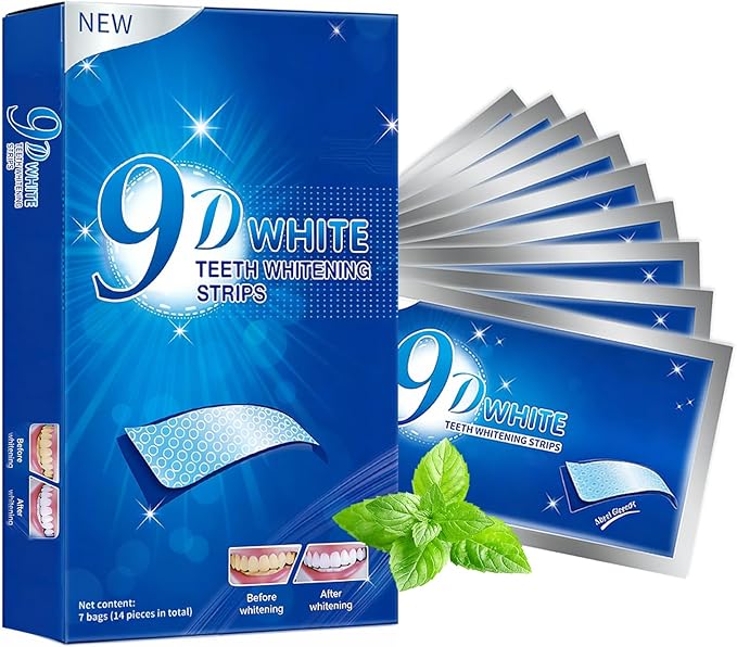 UNUNOT Teeth Whitening Strips - 9D Teeth Whitening Kit Professional Effects, Non-Sensitive Teeth Whitener for Enamel Safe, 28 Strips (14 Day Treatment) Remove Stain for a Brighter Smile, Mint