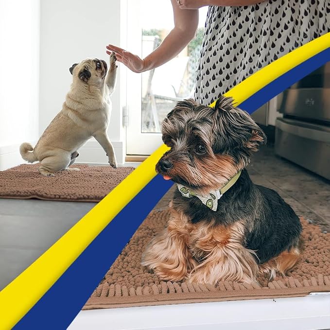 Muddy Mat® | Super Water Absorbent Door Mat Indoor, Microfiber Quick Dry Chenille Entryway Rug, Slip Resistant Front Door Mat, Indoor Mats for Entryway, Machine Washable Pet Rug, Mocha 48" x 60"
