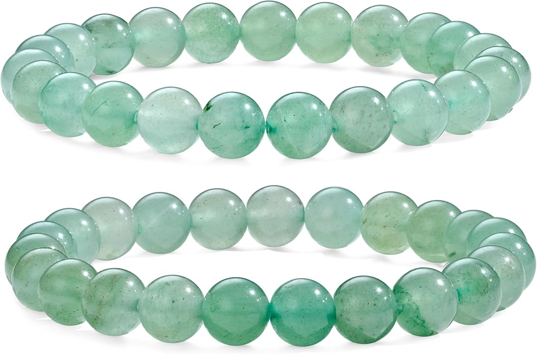 Bivei Natural Gemstone Semi Precious Healing Crystals Handmade Stretchy Round Beads Bracelet,Stocking Stuffers for Women Enhance Positive Energy