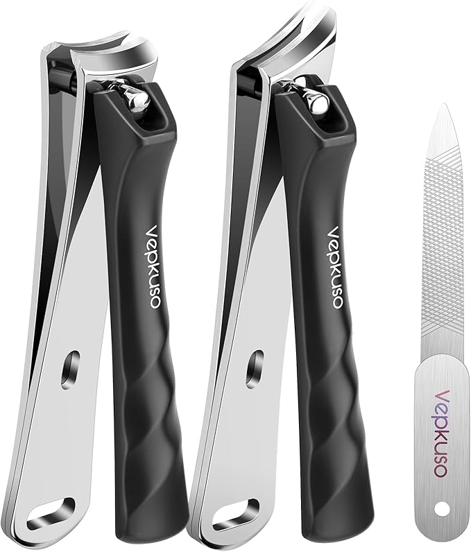 Vepkuso Nail Clippers Set for Men & Women – Professional Toenail Clippers for Thick Ingrown Nails for Seniors, Ultra Sharp Stainless Steel Fingernail Clipper & Nail Cutter, Gift Idea