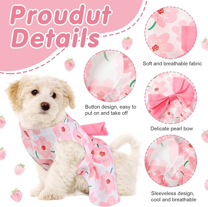 5 Pcs Floral Dog Dress Cute Pet Skirt Dresses,Cute Style,Small | Pet Clothes Dresses Cat Princess Bowknot Clothes Puppy Outfits for Yorkie Puppy Cat, 5 Styles