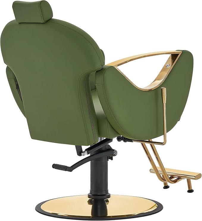 BarberPub Luxurious Classic Barber Chair Hydraulic Pump Recline Beauty Spa Styling Salon for Hair Stylist Equipment 9578 (Green)