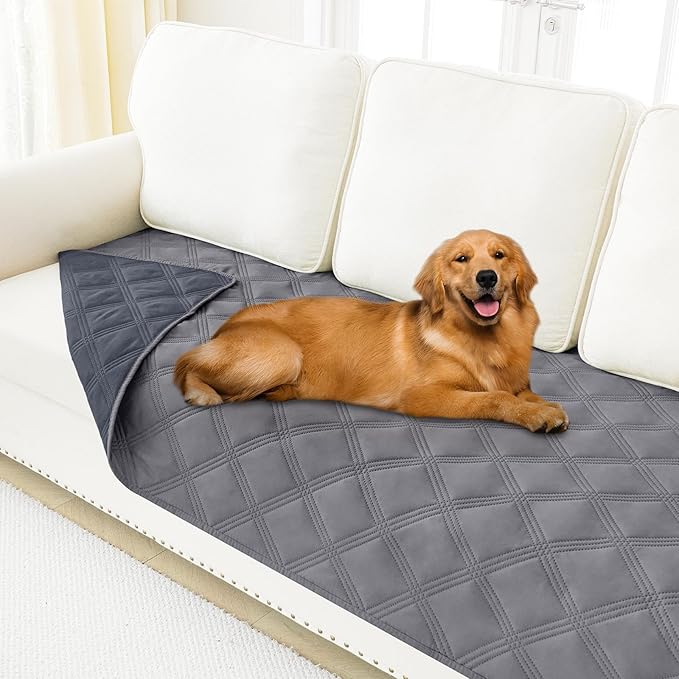 Smiry Waterproof Dog Bed Cover, Reversible Pet Blanket for Sofa Couch | Soft Washable Dog Blanket, Leakproof Couch Cover for Dogs Cats & Furniture Protection, 30x70, Grey/Dark Grey