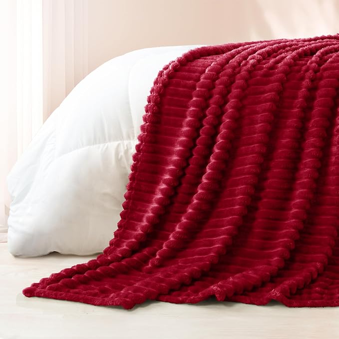 Exclusivo Mezcla Striped Twin Size Fleece Blanket for Bed, Couch, 60"x80" | Soft Breathable Cozy Bed Blankets, Lightweight Plush Fluffy Fuzzy Jacquard Decorative Blankets
