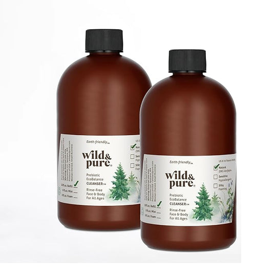 Wild & Pure EWG Verified Natural Body Wash Refill (18oz; Pack of 2) for Foamers/Spray | Cleanser, Deodorizer, Moisturizer | Face, Hands, Body | pH-Balanced, Plant-Based | Refillable Skincare