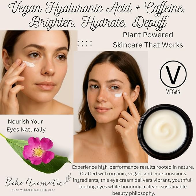 Under Eye Cream for Dark Circles & Puffiness – Anti-Aging Hydrating Eye Cream with Hyaluronic Acid for Fine Lines & Wrinkles – Wild Rose Renewal
