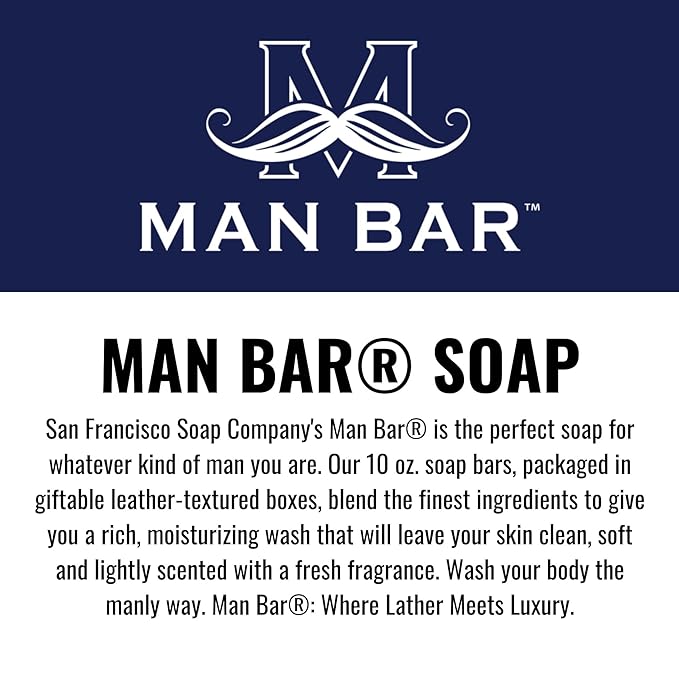 San Francisco Soap Company Spiced Tobacco Fragrance Man Bar - MOISTURE RICH - No Harmful Chemicals - Good for All Skin Types - Made in the USA