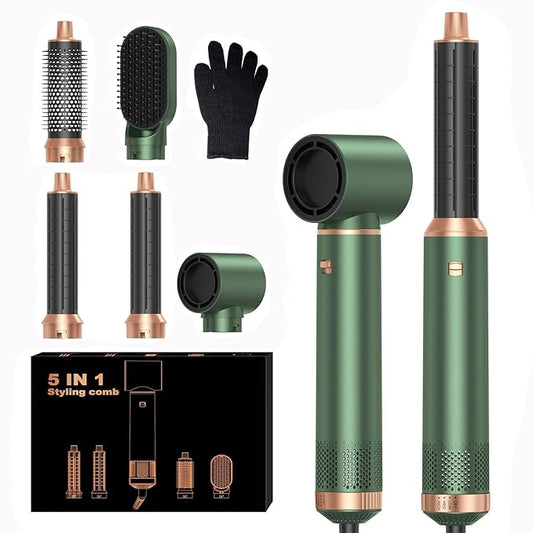 5 in 1 Blow Dryer Brush, Negative Ion Hair Dryer Brush Set Upgrade Hot Air Brush Air Styler Curling Wrap Air Curler, Curling Iron Hair Styling Tools As A Gift for Straight/Curl/Drying/Smoothing