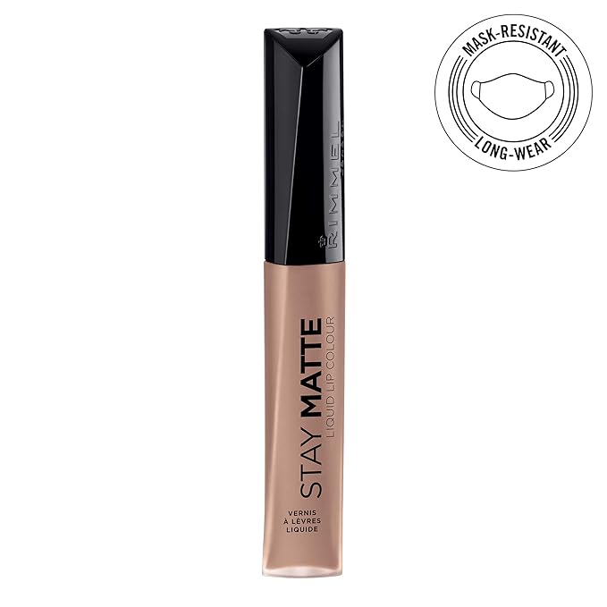 Rimmel London Stay Matte Liquid Lip Color with Full Coverage Kiss-Proof Waterproof Matte Lipstick Formula that Lasts 12 Hours - 706 Raw Embrace, .21oz