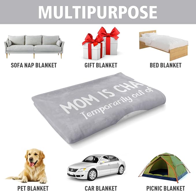 Craftique Mom Birthday Gifts, Funny Gifts for Mom- Mom's Charging Blanket | Mom Gifts for Women from Daughter Son Husband, Super Soft Blanket Throw for Napping Travel, 60”×50”