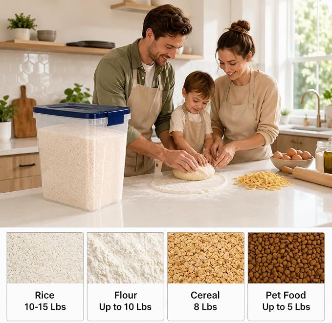 5-10 Lbs Airtight Cat Dog Food Storage Container, 8QT Compact Pet Food Bin